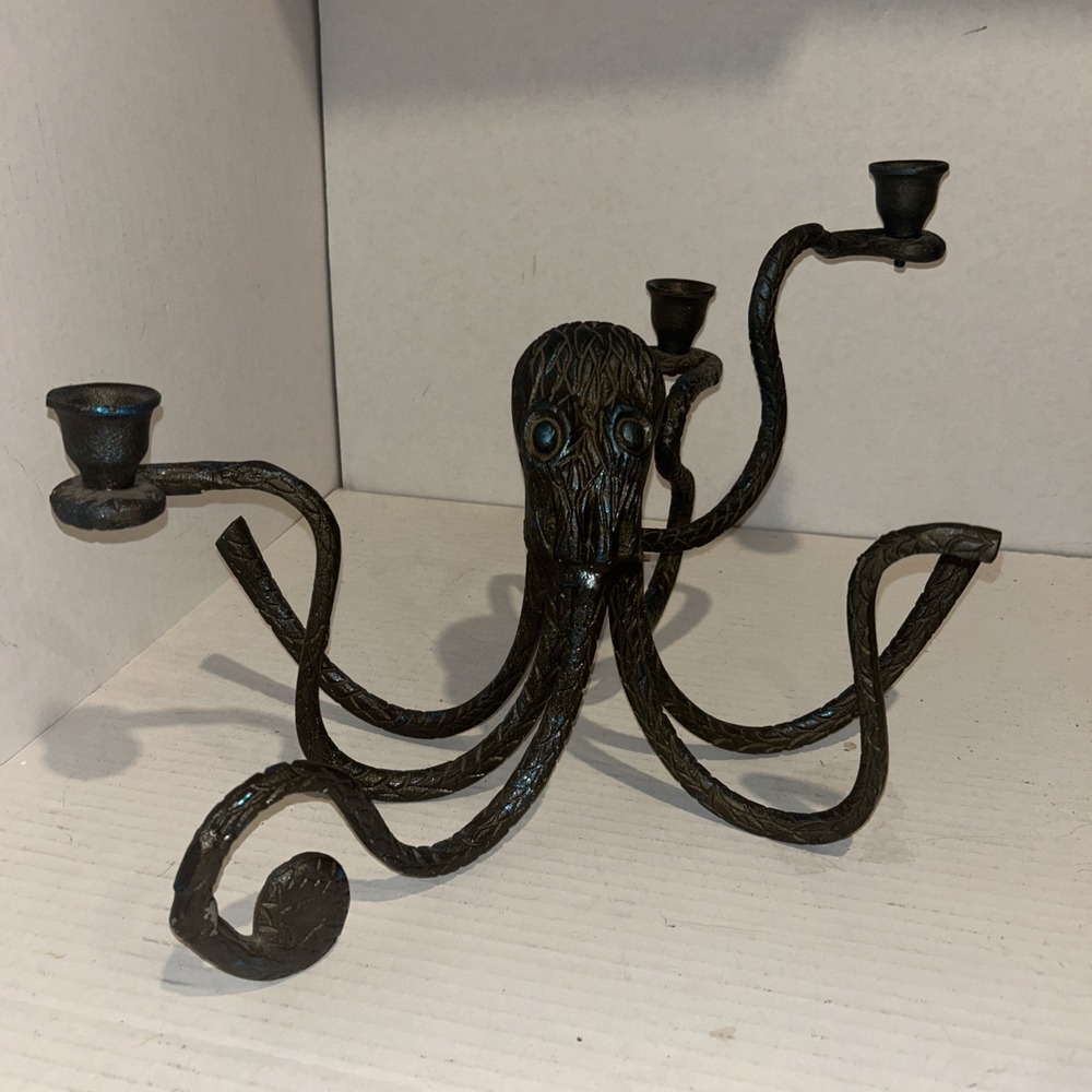 Metal Octopus Candle Holder Kraken Halloween Prop